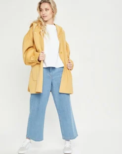 Lou Andrea Manteaux|Manteau 3/4 léger 100% Laine à capuche ocre