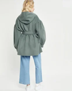 Lou Andrea Manteaux|Manteau 3/4 léger 100% Laine à capuche kaki