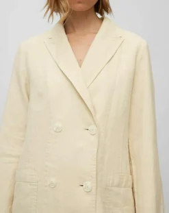 Marc O'Polo Manteaux|Manteau 100% Lin double boutonnage beige