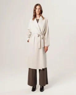 Rodier Manteaux|Manteau Aishwarya long blanc écru