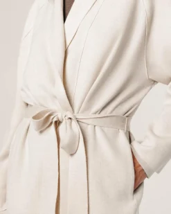 Rodier Manteaux|Manteau Aishwarya long blanc écru