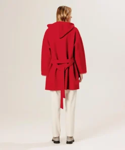 Rodier Manteaux|Manteau Beata 100% laine à capuche rouge
