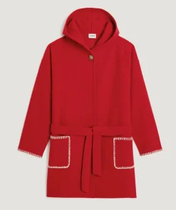 Rodier Manteaux|Manteau Beata 100% laine à capuche rouge