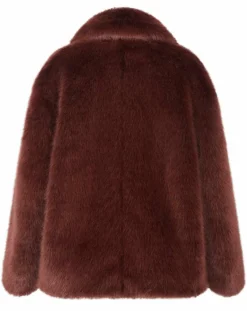 Manoush Manteaux|Manteau court en Fausse Fourrure Bijou choco