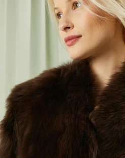 MaxMara Manteaux|Manteau court réversible en Cuir & Fourrure Aggravi marron