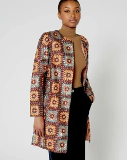 Manoush Manteaux|Manteau Crochet Paillette sequins chocolat