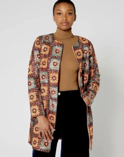 Manoush Manteaux|Manteau Crochet Paillette sequins chocolat