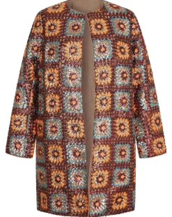 Manoush Manteaux|Manteau Crochet Paillette sequins chocolat