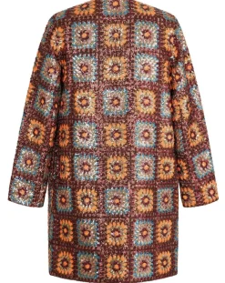 Manoush Manteaux|Manteau Crochet Paillette sequins chocolat