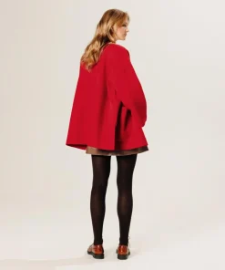 Rodier Manteaux|Manteau Dolorès 100% laine evasé rouge