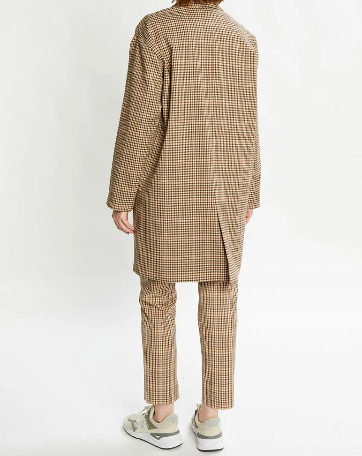 Scotch & Soda Manteaux|Manteau droit double boutonnage à carreaux beige/marron