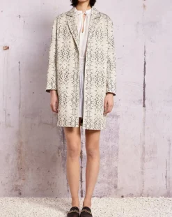 Swildens Manteaux|Manteau droit Qadrio python blanc