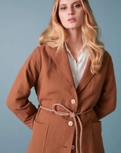 Bellerose Manteaux|Manteau en Coton & Lin mélangés Chiku écureuil