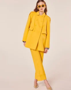 Tara Jarmon Manteaux|Manteau en double coton jaune