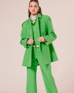 Tara Jarmon Manteaux|Manteau en double coton vert