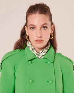 Tara Jarmon Manteaux|Manteau en double coton vert
