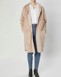 Lou Andrea Manteaux|Manteau en Fausse Fourrure Olivia beige rosé