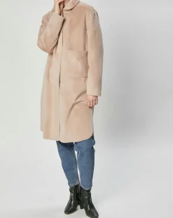 Lou Andrea Manteaux|Manteau en Fausse Fourrure Olivia beige rosé