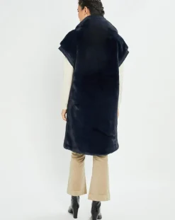 Lauren Vidal Manteaux|Manteau en Fausse Fourrure Luna bleu foncé