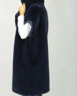 Lauren Vidal Manteaux|Manteau en Fausse Fourrure Luna bleu foncé