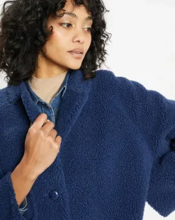 Lou Andrea Manteaux|Manteau en Fausse Fourrure Romy indigo
