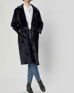 Lou Andrea Manteaux|Manteau en Fausse Fourrure Eliza marine