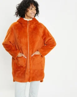 Lou Andrea Manteaux|Manteau en Fausse Fourrure Avi rouille