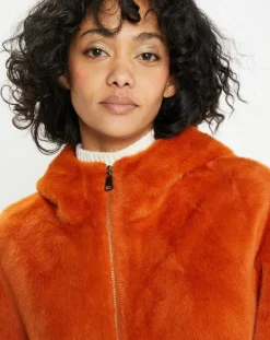 Lou Andrea Manteaux|Manteau en Fausse Fourrure Avi rouille