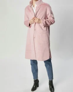 Lou Andrea Manteaux|Manteau en Fausse Fourrure Olivia vieux rose