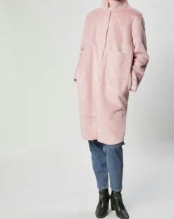 Lou Andrea Manteaux|Manteau en Fausse Fourrure Olivia vieux rose