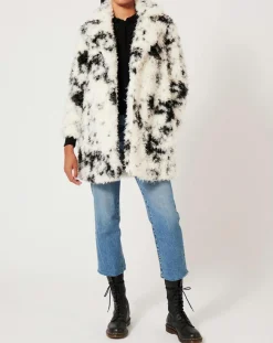 Manoush Manteaux|Manteau en fausse fourrure Hippy Nounours noir/blanc