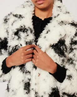 Manoush Manteaux|Manteau en fausse fourrure Hippy Nounours noir/blanc