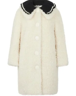 Manoush Manteaux|Manteau en Fausse Fourrure Nounours col amovible écru