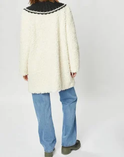 Manoush Manteaux|Manteau en Fausse Fourrure Nounours col amovible écru