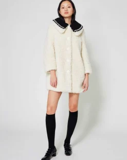 Manoush Manteaux|Manteau en Fausse Fourrure Nounours col amovible écru