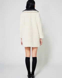 Manoush Manteaux|Manteau en Fausse Fourrure Nounours col amovible écru