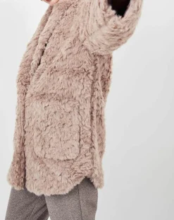 See u Soon Manteaux|Manteau en fausse fourrure Menthe vieux rose