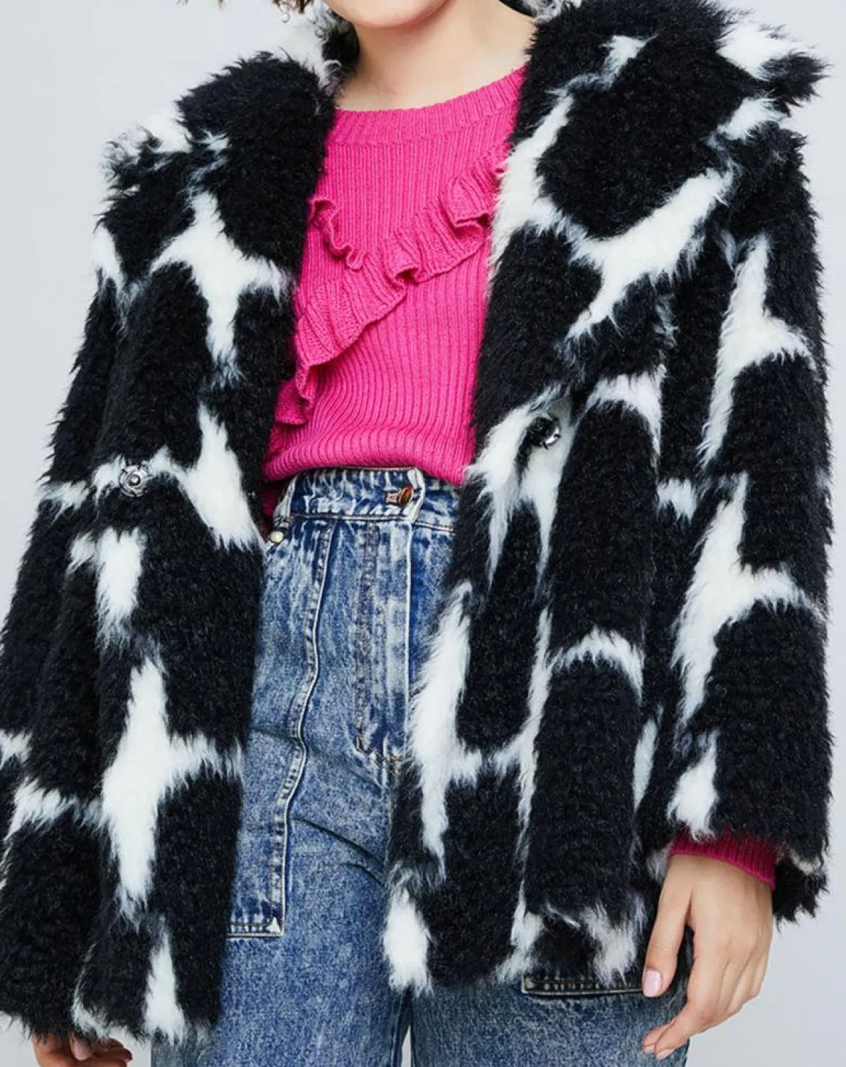 Manoush Manteaux|Manteau en Laine mélangée Fatma noir/blanc