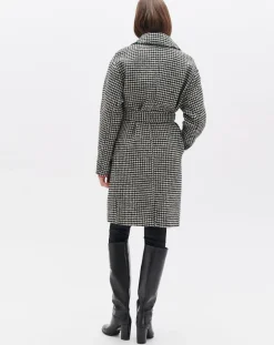 Caroll Manteaux|Manteau en Laine mélangée Granta pied-de-poule écru