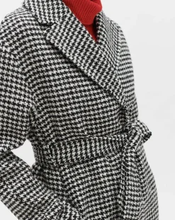 Caroll Manteaux|Manteau en Laine mélangée Granta pied-de-poule écru