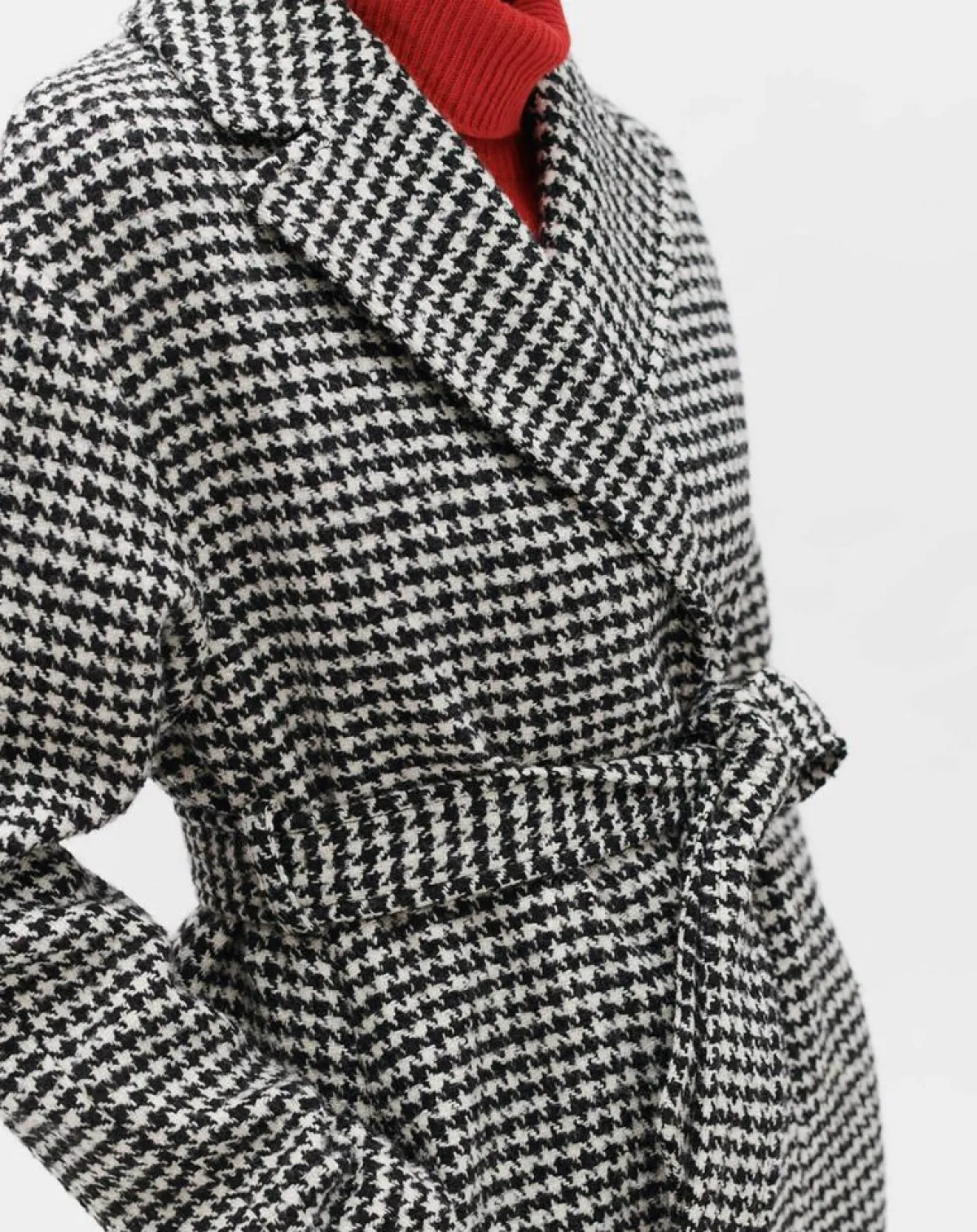 Caroll Manteaux|Manteau en Laine mélangée Granta pied-de-poule écru