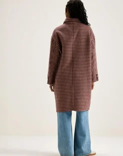 Bellerose Manteaux|Manteau en Laine mélangée Joanne pied de poule bordeaux
