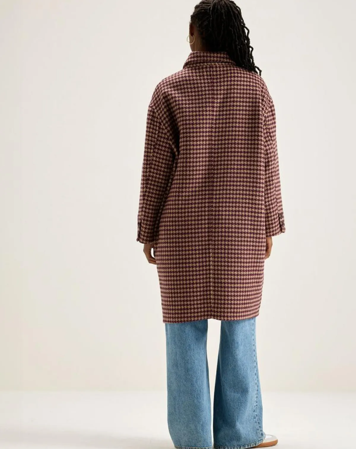 Bellerose Manteaux|Manteau en Laine mélangée Joanne pied de poule bordeaux