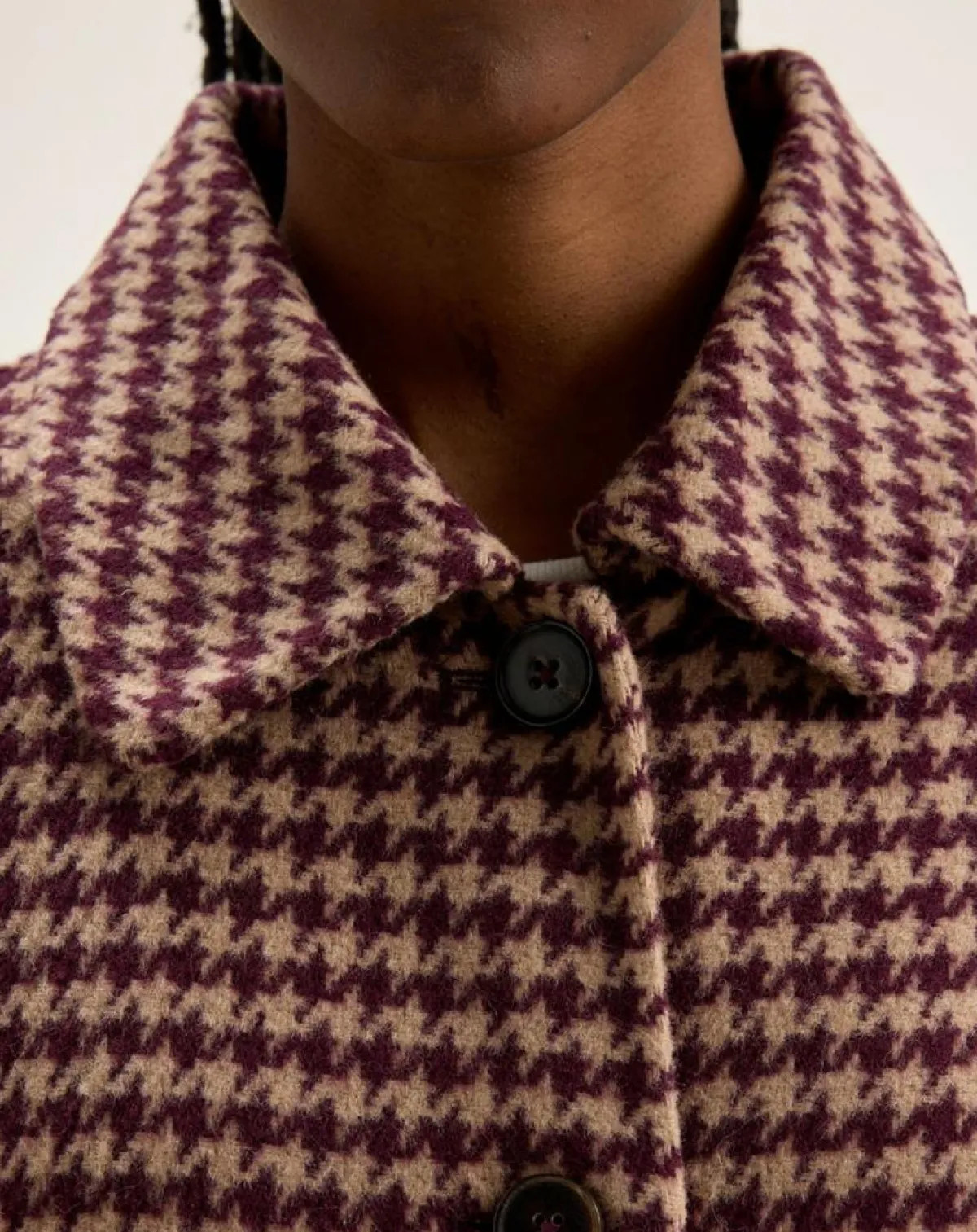 Bellerose Manteaux|Manteau en Laine mélangée Joanne pied de poule bordeaux