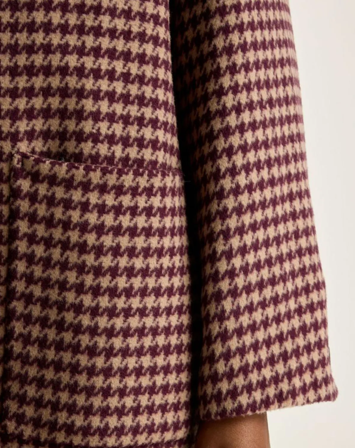 Bellerose Manteaux|Manteau en Laine mélangée Joanne pied de poule bordeaux