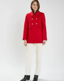 Tara Jarmon Manteaux|Manteau en Laine mélangée Marc rouge