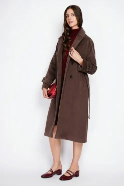 Assuili Manteaux|Manteau en Laine mélangée marron