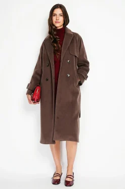 Assuili Manteaux|Manteau en Laine mélangée marron