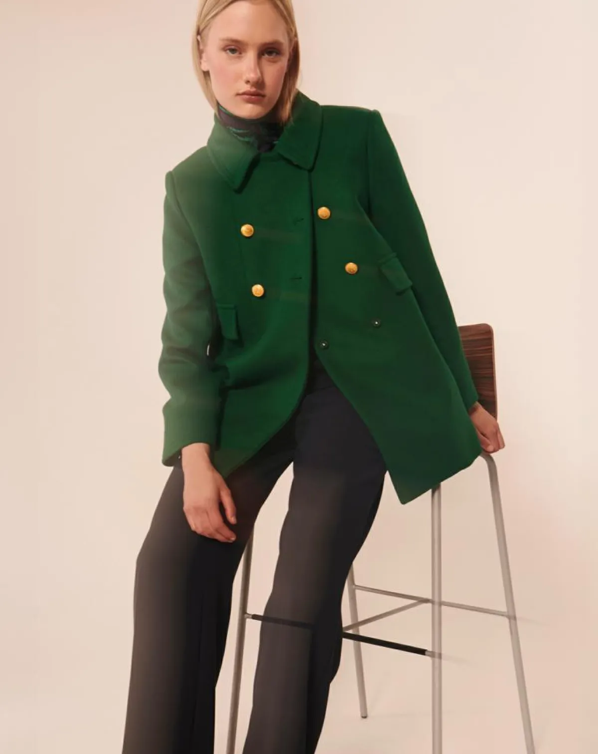 Tara Jarmon Vestes, Blousons|Manteau en Laine mélangée Marc émeraude