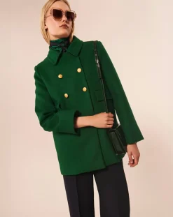 Tara Jarmon Vestes, Blousons|Manteau en Laine mélangée Marc émeraude